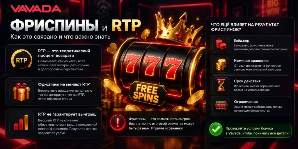 Фриспины Vavada и RTP — как работает процент возврата в бонусных вращениях