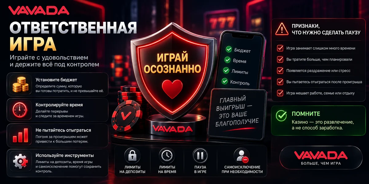 Ответственная игра Vavada — контроль бюджета, времени и игровых лимитов