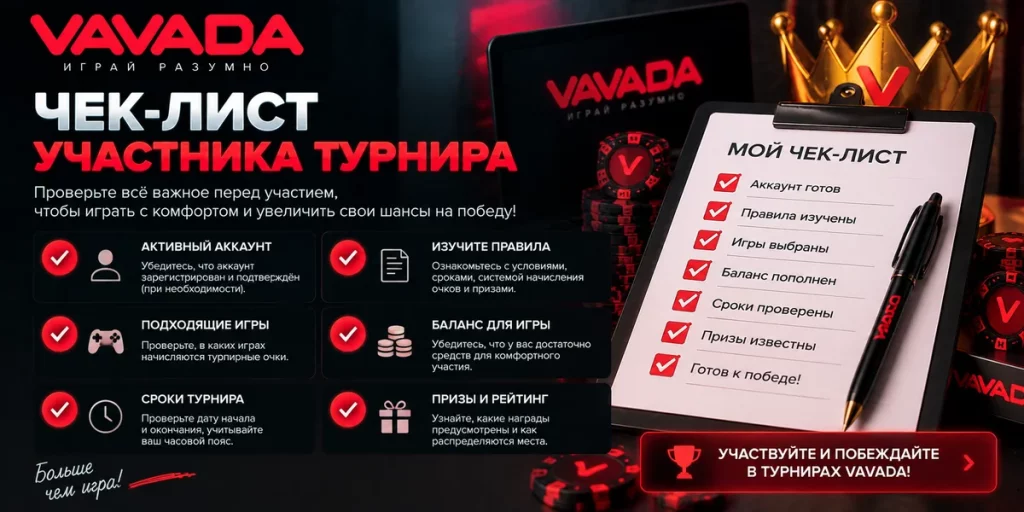 Чек-лист участника турнира Vavada