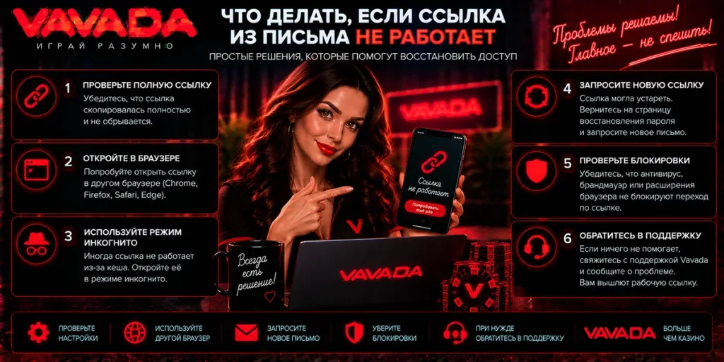 Что делать, если ссылка восстановления Vavada не работает