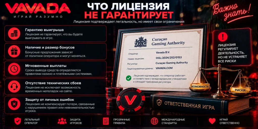 Что лицензия Vavada не гарантирует игроку