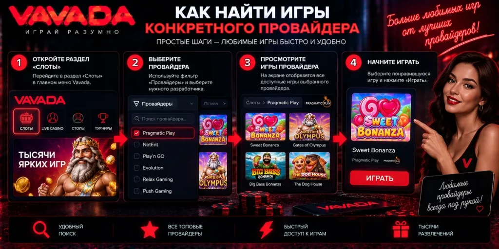 Как найти игры конкретного провайдера в Vavada