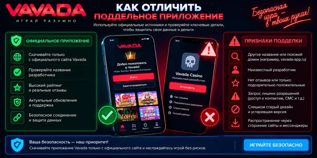 Как отличить поддельное приложение Vavada от безопасного источника