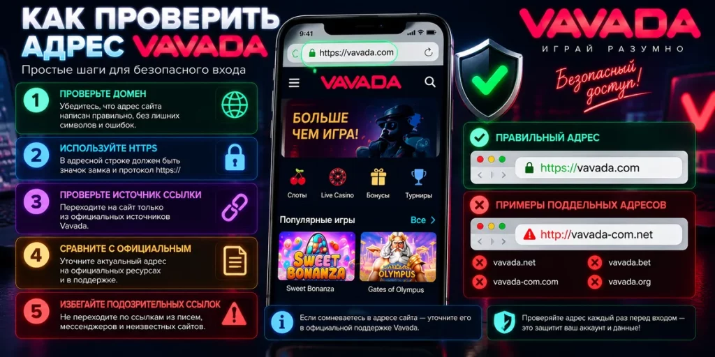 Как проверить официальный адрес Vavada перед входом