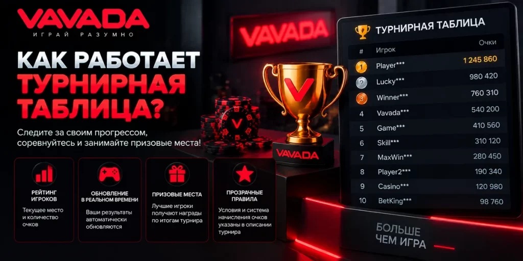 Как работает турнирная таблица и рейтинг Vavada