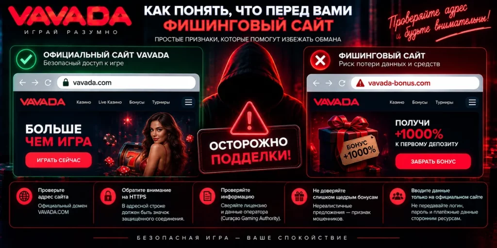 Как распознать фишинговый сайт Vavada