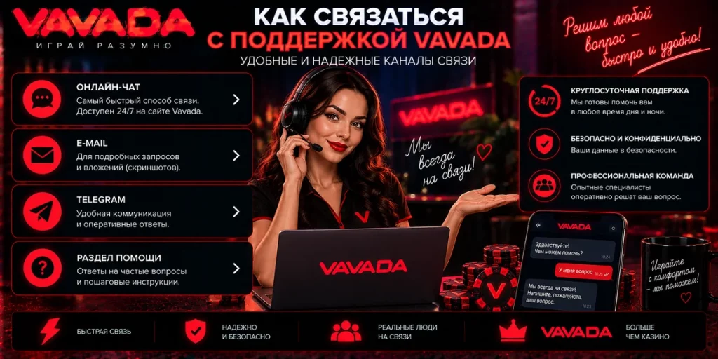 Как связаться с поддержкой Vavada через проверенный канал