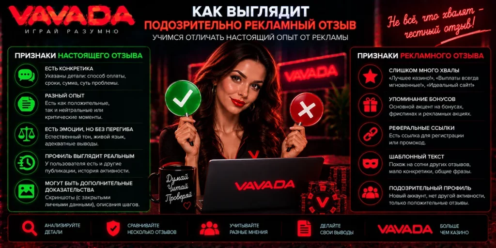Как распознать рекламный отзыв о Vavada