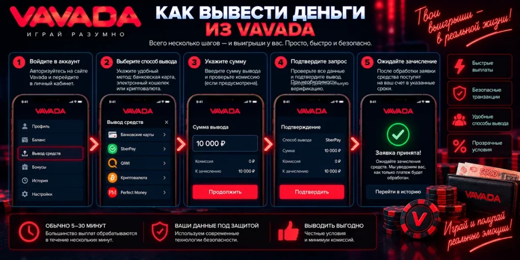 Как вывести деньги из Vavada пошагово