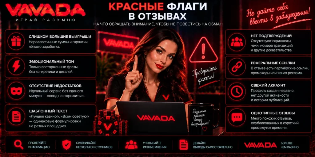 Красные флаги и признаки сомнительных отзывов о Vavada