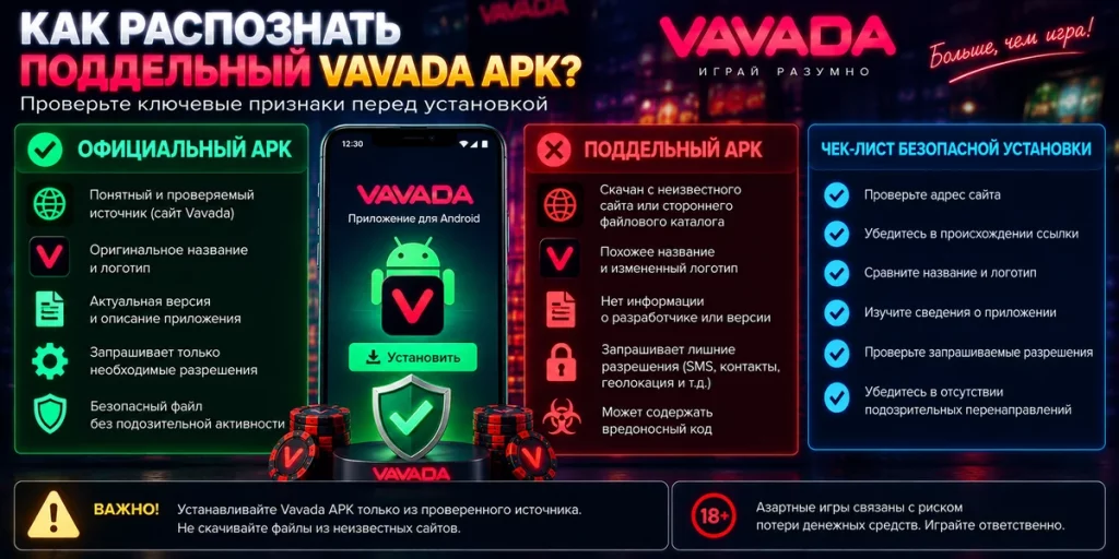 Как распознать поддельный Vavada APK на Android
