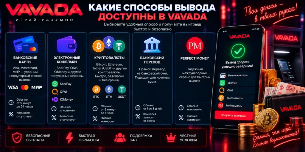 Способы вывода денег Vavada