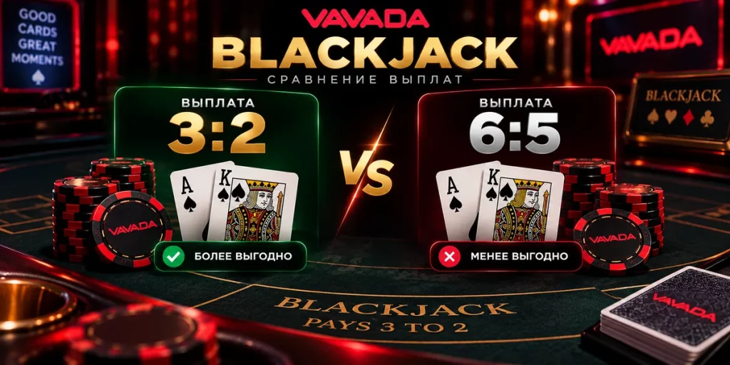 Выплаты Blackjack Vavada 3:2 и 6:5 — сравнение правил