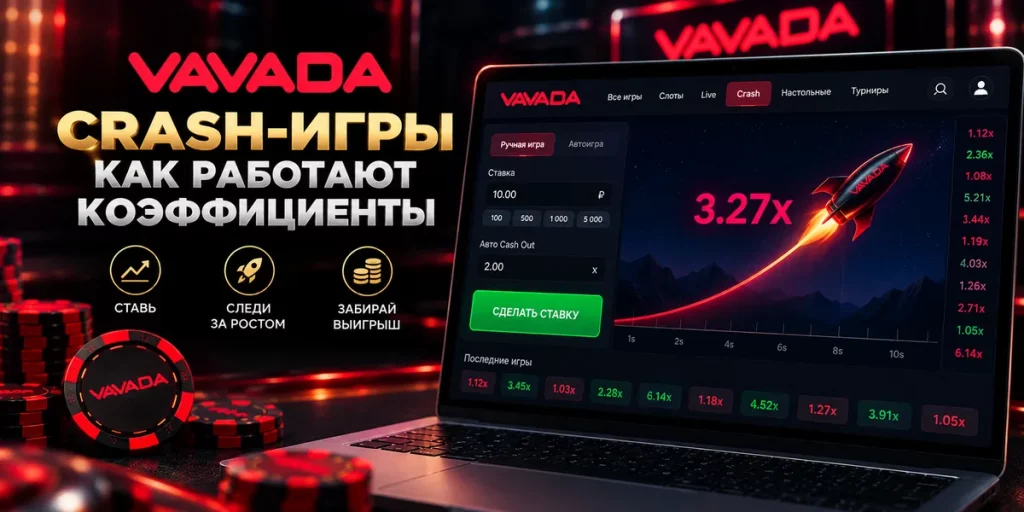 Crash-игры Vavada — коэффициенты, ставки и Cash Out