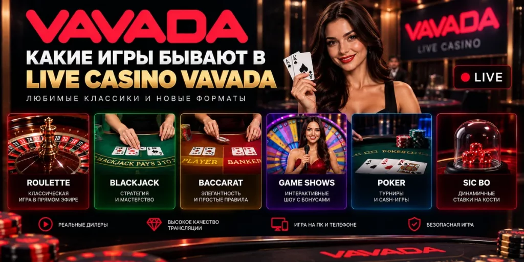Игры Live Casino Vavada — Roulette, Blackjack, Baccarat и игры с живыми дилерами