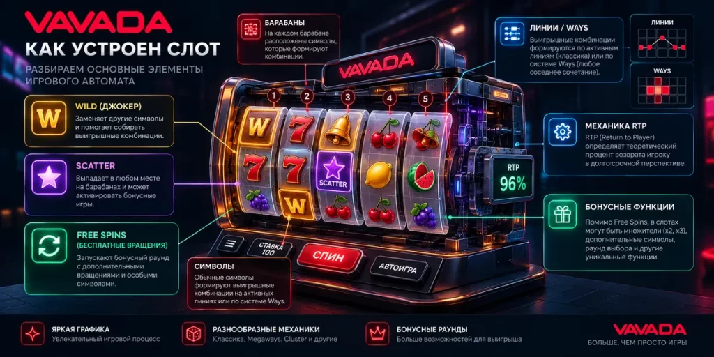 Как устроен игровой автомат Vavada — Wild, Scatter, Free Spins и линии выплат