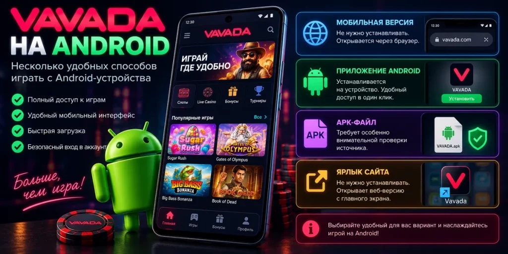 Vavada на Android — приложение и мобильная версия