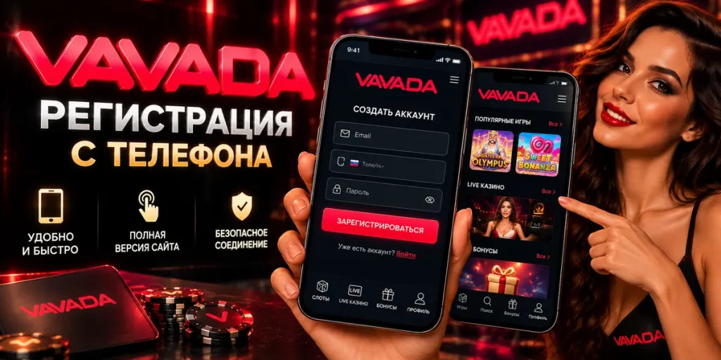 Регистрация Vavada с телефона через мобильную версию
