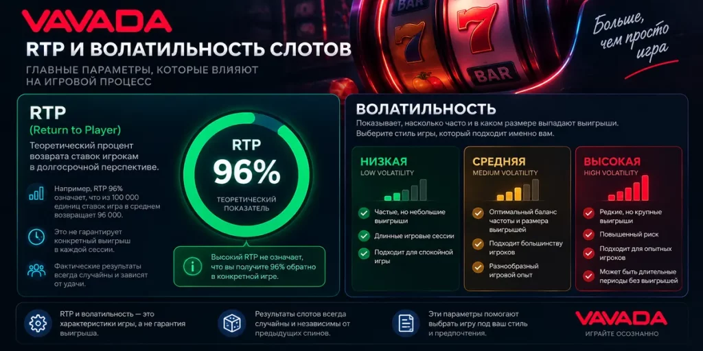 RTP и волатильность игровых автоматов Vavada — параметры слотов